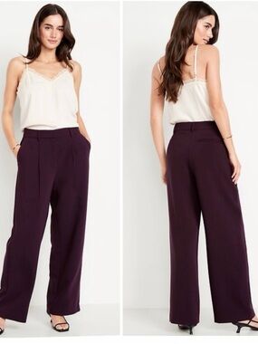 Old Navy Wide-Leg High-Rise Pants in Plum